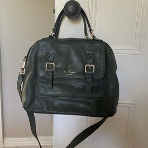 Great Army Green - color of the moment - Leather bad with striped lining.